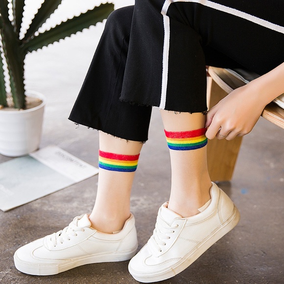 LiveChicStyle Accessories - Rainbow Pride Transparent Socks, NEW
